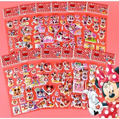 Disney Sticker 12pcs Different 3D Puffy Bulk Stickers Cartoon Movie Anime Frozen Sofia Mickey Minnie Princess Kids Girl Toy Gift