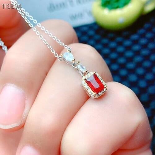 Elegant Anniversary Gift High Pure 100% Natural And Real Ruby Necklace 925 Sterling Silver For Men or Women