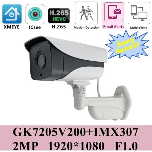 F1.0 Lens Sony IMX307+3516EV200 StarLight IP Outdoor Camera Low illumination 3MP H.265 IP66 Onvif All Color CMS XMEYE P2P
