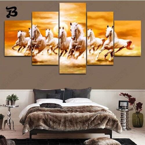 Wall Art Running Horse Canvas Painting 5 Pieces Horses Animal Home Decoration Posters Printing Pictures for Living Room No Frame