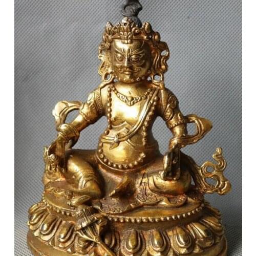 Chinese Bronze Gilt Wealth God Wealth Yellow Jambhala Mammon Buddha Statue