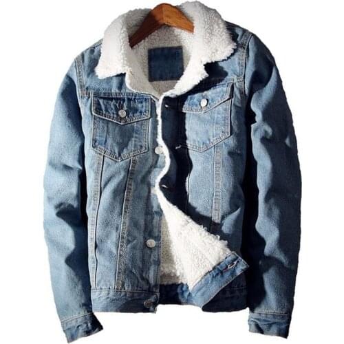 Winter Denim Jacket Mens Warm Thicken Fleece Fur Collar Jeans Coats Men Casual Streetwear Hip Hop Cowboy Jackets Plus Size 6XL
