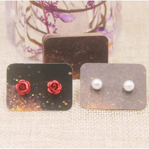 Multi-Designs 100pcs/1lot 3.5*2.5cm White and Kraft paper Jewelry Display&Packaging Card Stud Earring Display cards can custoim