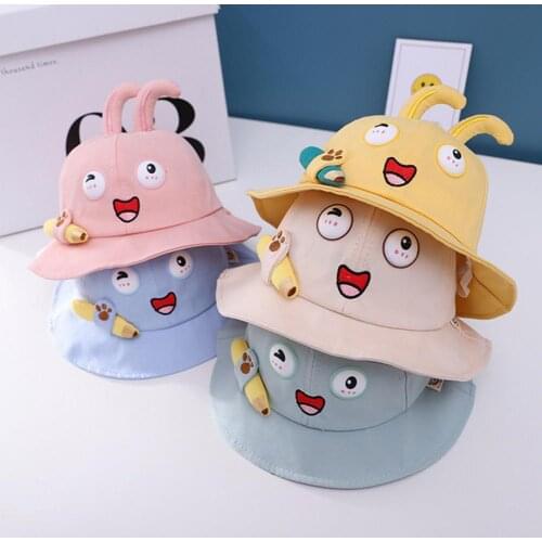 Soft Baby Sun Hat With Ears Cute Cartoon Baby Girls Bucket Hat Summer Brim Kids Hat Children Panama Beach Caps Bonnet 2021