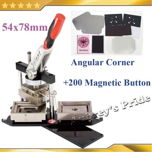 N4 Angular Corner 54x78mm Rectangular Button Maker Badge Making Machine Plus Mold+Stand Cutter+ 200 Sets Fridge Magnet