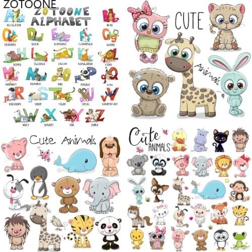 ZOTOONE Cute Bear Animals Patches Washable Iron-on Transfers for T-Shirt Children Gift DIY Clothes Stickers Dog Heat Transfer G