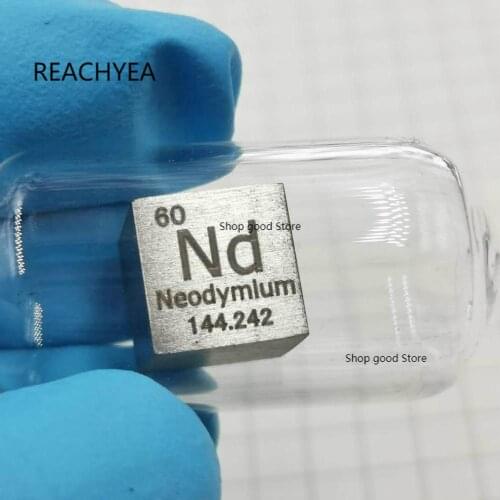 High Purity 99.9% Neodymium Rare Earth Metal Nd 7g Carved Element Periodic Table 10mm Cube