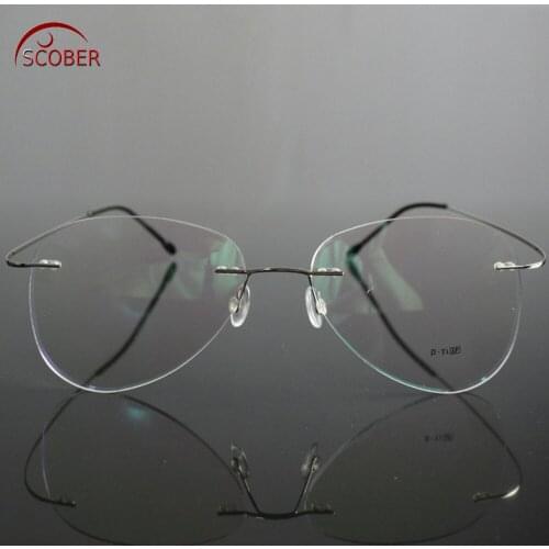 SCOBER = Large Frame Pilot New B Titanium ONLY 2G Ultra-light Bomb MEN WOMEN Rimless READING GLASSES +0.75 +1 +1.25 +1.75 to +4
