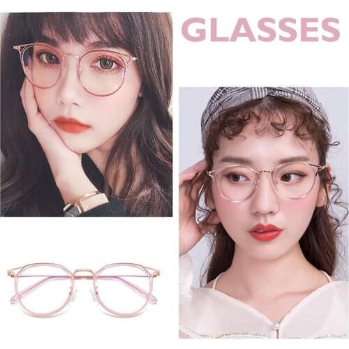 Blue Light Blocking Glasses Cute Anti Eye Strain Fashion Metal Frame Glasses For Reading Play Computer LL@17