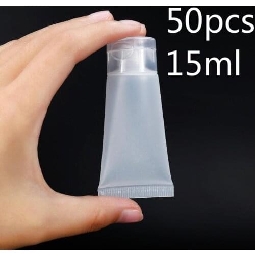 Free Shipping 50pcs 15ml Empty Portable Travel Tubes Plastic Bottles Cosmetic Cream Lotion Containers Bottle Travel Portable