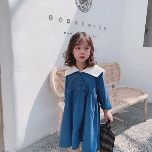 New Retro Children Spring Summer Solid Color Dress Baby Girls Dresses Trendy Kids Ruffle Special Occasion High Quality