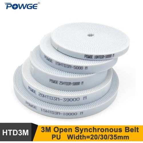 POWGE HTD 3M Timing Belt Width=20/30/35mm HTD3M PU Open Synchronous Belt 3M S3M Belt For CNC Laser Cutting Machine