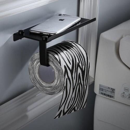 Modern Bathroom Toilet Roll Paper Holder Wall Mounted Stainless Steel Bathroom WC Paper Phone Holder with Storage Shelf Rack