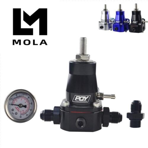 UNIVERSAL FUEL PRESSURE REGULATOR + GAUGE + AN6 FITTING 30-70 PSI 7845