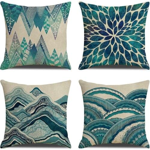 Green Printed Pillow Case Cover Square Polyester Pillowcase 45*45cm Decorative Throw Pillow Case Cover For Home