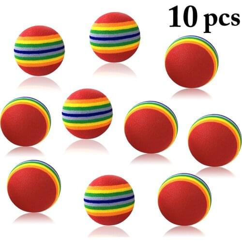10pcs/Set Cat Ball Toys Rainbow Lovely Kitten Chew Toys Pet Ball Toys Premium EVA Material Cat Chew Toys Creative Pet Supplies