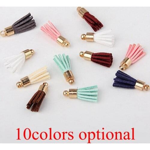 100pcs/lot Size:5*18mm Suede Tassel Keychain Leather Tassels With Plated Gold Cap DIY for Wedding Home Party Decoration