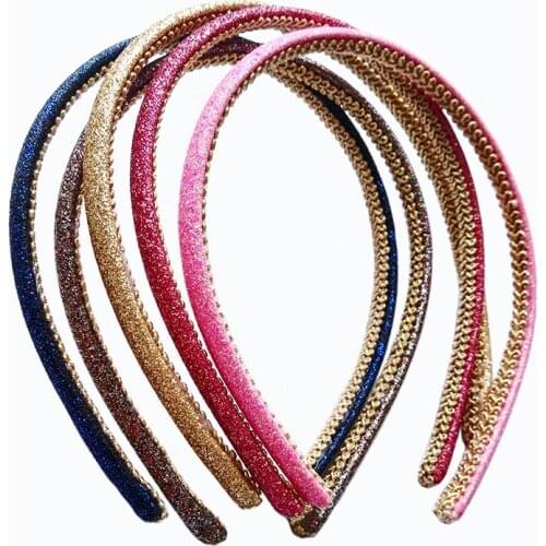 12pcs Shiny Glitter Hairbands Boutique Women Synthetic Leather Headband Girls Hair Accessories Wholesale