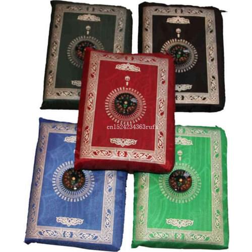 200pcs 100*60cm Muslim Prayer Rug Portable Waterproof Pocket Prayer Mat Oxford Fabric Mat Blanket with Compass in Pouch