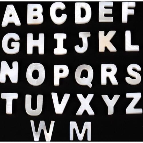 26pcs A-Z Letter Shell Charm Beads Natural White Mother Of Pearl Alphabet Shell Beads for Jewelry Making Bracelet Necklace