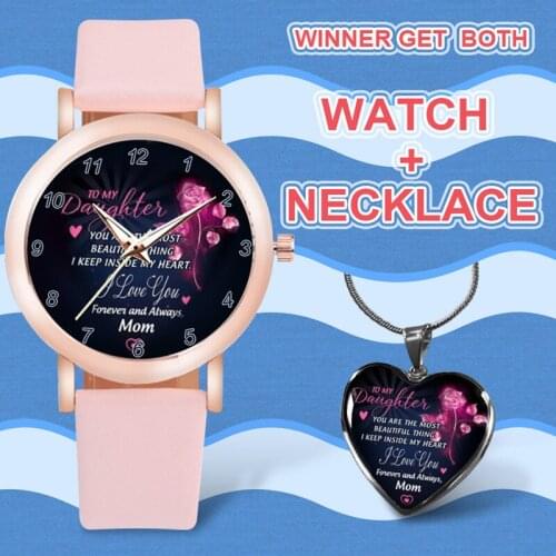 New Children Love Necklace Watch Set Kids Watches Childrens Watch Digital Dial Quartz Wristwatches Girls Clock Reloj Montre