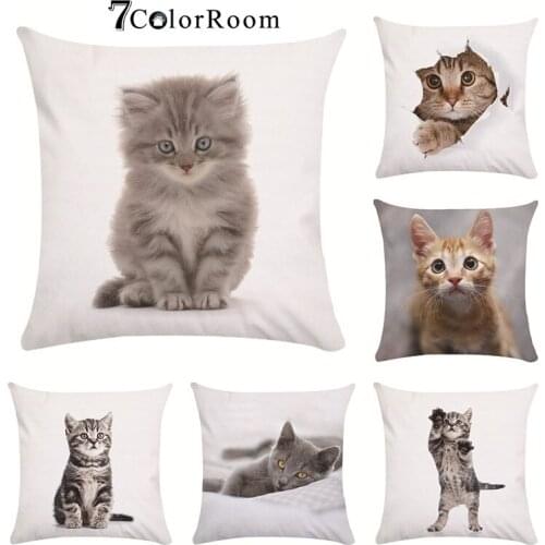 Cat Cushion Cover Polyester Pillow Cases Home Decor Animals for sofa Pillowcases 18x18 Inch