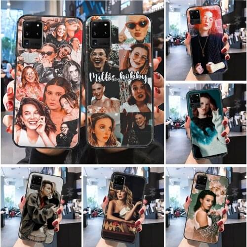 Millie Bobby Brown Stranger Things Phone case For Samsung Galaxy Note 4 8 9 10 20 S8 S9 S10 S10E S20 Plus UITRA Ultra black