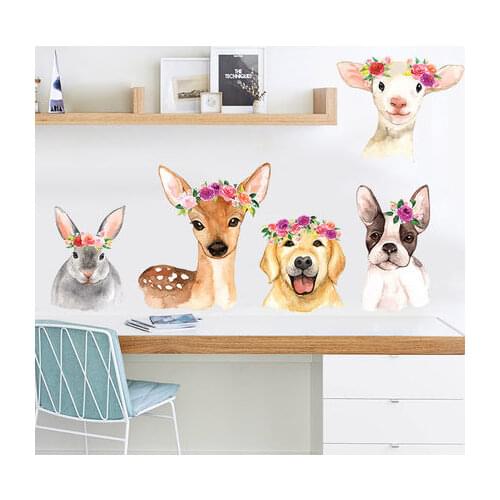 DIY Cartoon Animal Kids Wall Sticker Creative Deer Baby Room Nursery Wall Decor Poster Wallstickers adesivo de parede
