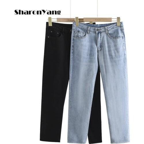High Waist Mom Jeans Women Boyfriends Straight Jeans Femme Elastic Cotton Denim Pants Loose Vintage Plus Size Vaqueros Mujer