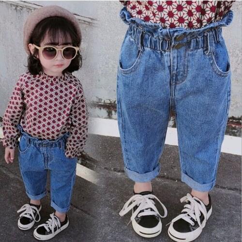 Girls Jeans Kids Autumn Spring Clothes Trousers Children Denim button toddlers Pants for Baby Girl Jeans