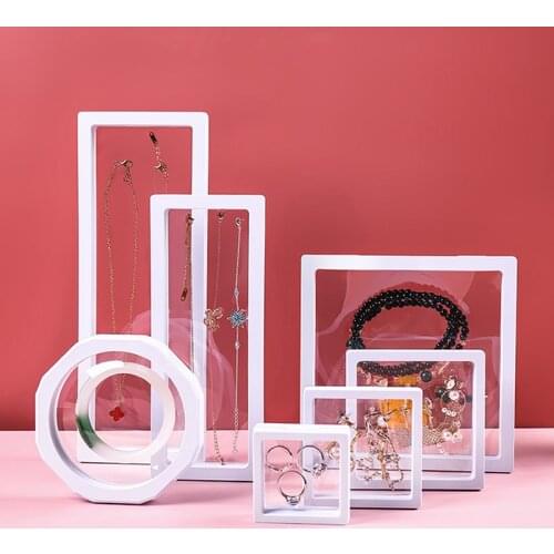 2021 New PE Film Jewelry Storage Box Brooch Coin Gems Jewelry Storage Box Dustproof Exhibition Decoration Floating Ring Case