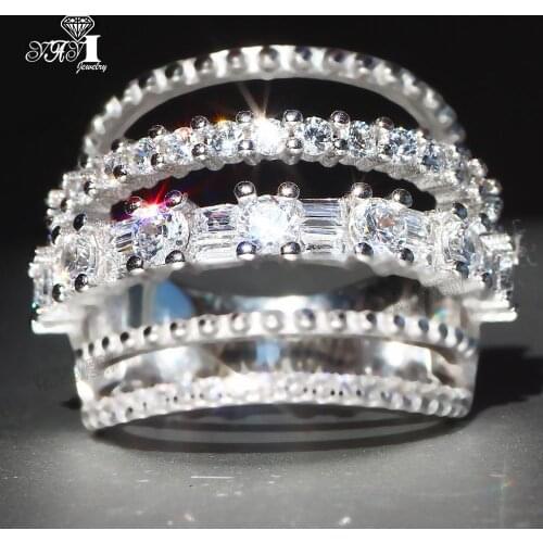 YaYI Fine Jewelry Fashion Princess Claw Set Cut White Cubic Zirconia Silver Color Engagement Wedding Party Leaves Gift Rings