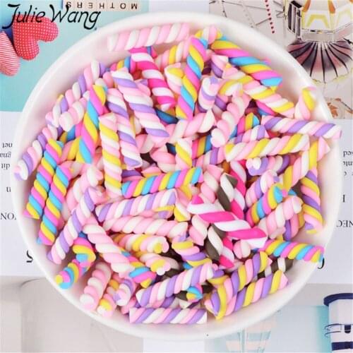 Julie Wang 20pcs/pack Cute marshmallow shape charms polymer clay mix color randomly accessories phone case decoration Jewelry