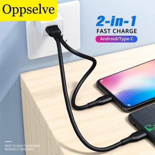 Oppselve 2 In 1 USB To Type C Micro USB Cable Charging Cord For 2 Usb C Cell Phone Charger Charging Wire USB Charger Splitters