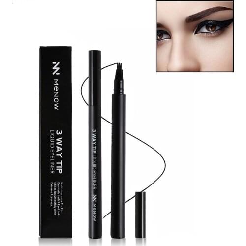 Full Professional Makeup Smoky Eye Liner Makeup 3 Way Tip Liquid Eyeliner Pencil Black Eye Liner Pen Waterproof Deep Eyes