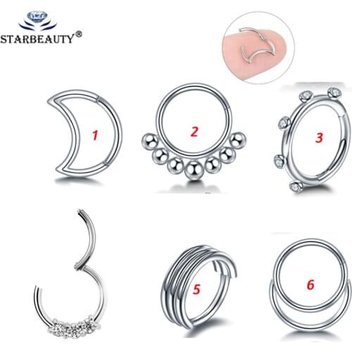 1PC Steel Hinged Segment Nose Ring 16G Titanium Nipple Clicker Ear Cartilage Tragus Helix Lip Piercing Unisex Fashion Jewelry16g