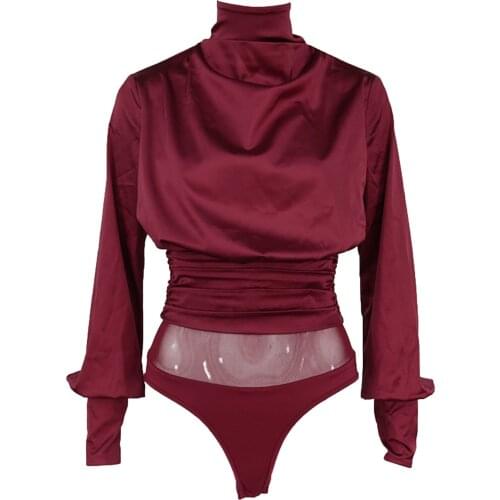 Womens Bodysuit, See Through Backless Long Sleeve Jumpsuit Riding Suit for Female