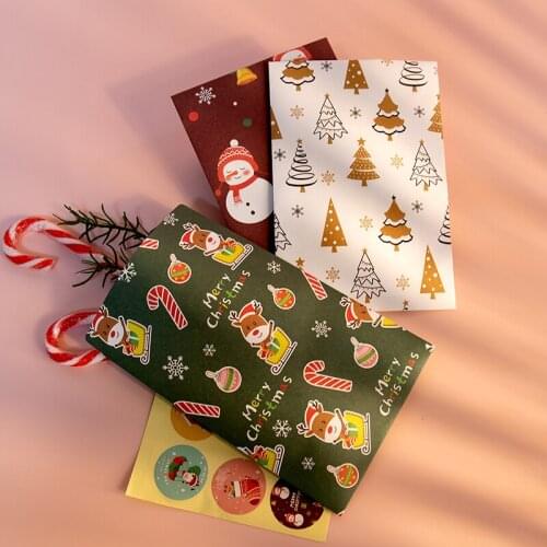 Cute Deer Santa Claus Merry Christmas Gift Envelopes Xmas Party Invitation Envelope with Sticker DIY Postcard Packing Bag 48sets