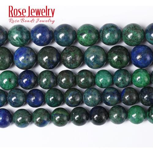 Natural Stone Chrysocolla Azurite Lapis Lazuli Malachite Round Loose Beads 15" Strand 4 6 8 10 12MM Pick Size For Jewelry Making