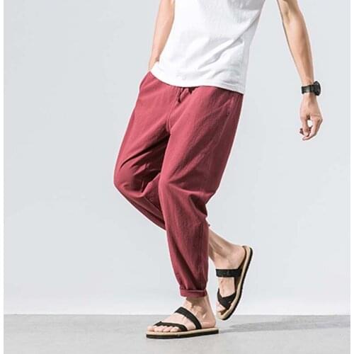 Linen Harem Pants Mens Jogger Male Casual Casual Pants/ loose male trousers/Loungewear nightwear Lounge Men Pants Wide Legs P
