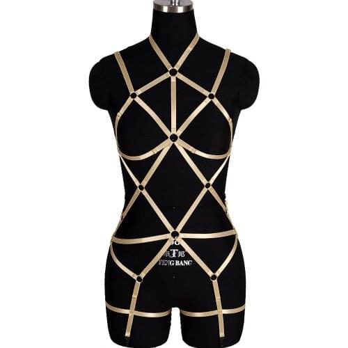 Harness Fashion Bondage Hollow Bra Garter Set Fashion Sexy Full Body Fetish Lingerie Set Punk Suspenders Belt Goth Accessories