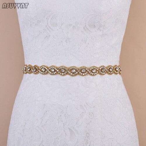 Fashion Belts Handmade Golden Beaded Belt Gold Diamond Rhinestone Bridal Belt For Wedding Gown Wedding Decoration Dress Up Belts