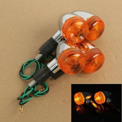Motorcycle Chrome Amber Bullets Turn Signals Light For Kawasaki VN KZ Vulcan 500 750