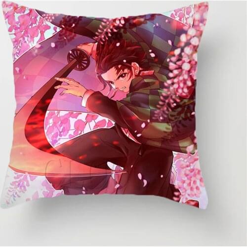 Cartoon Anime Demon Slayer Kimetsu No Yaiba Printed Pillow Case for Home Decorative Sofa Car Office Travel Custom Pillowcase