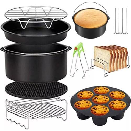 8 Inch Air fryer Accessories Set Baking Basket Grill Pizza Plate Grill Pot For 12 piece Set 4.2QT-5.8QT-up Kitchen Cooking Tools
