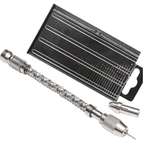 21pcs Pin Vise Hand Spiral Drill Mini Micro-Drill Bits Set Index Semi-automatic