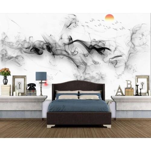 Bacal Custom Chinese 3D wallpaper mural abstract ink smoke landscape TV background wall home decoration painting wall paper