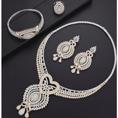 Blachette Luxury Drop Dubai african Bridal Necklace Earrings Bangle Ring Fashion Dubai Jewelry Set For Women Parure Bijoux
