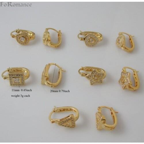 Foromance / SHINNING CLEAR ZIRCON STONE 5 STYLES CIRCLE HEART - YELLOW - GOLD GP STUD EARRING