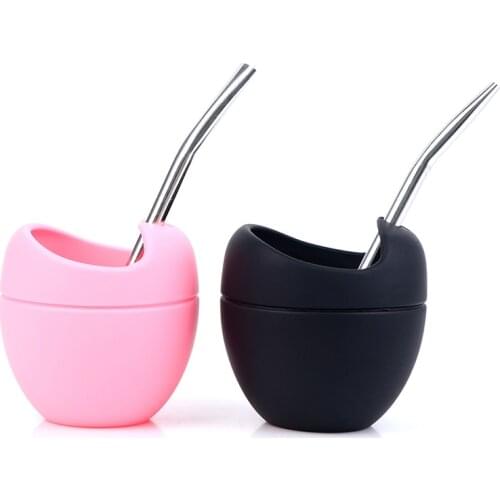 Silicone Yerba Mate Cup Gourd with Bombilla Straw BPA Free